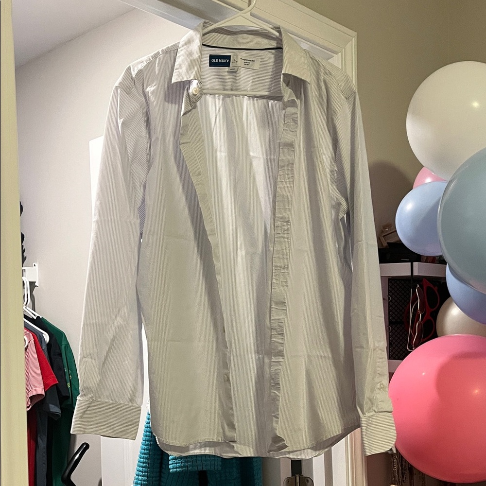 Old Navy White Striped Men's Shirt